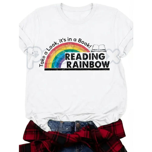 "Take A Look, It's A Book!" Reading Rainbow Tee – Retro 80s/90s Nostalgia Graphic Shirt, Premium 100% Cotton Teacher & Librarian Gift, Vintage Educational Media Apparel, Made in USA